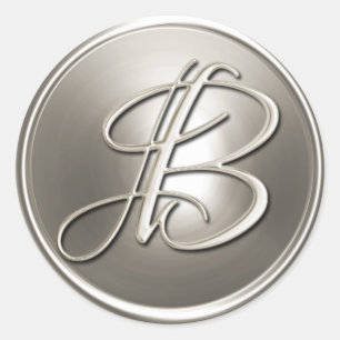 Silver Monogram B Umschlag Aufkleber