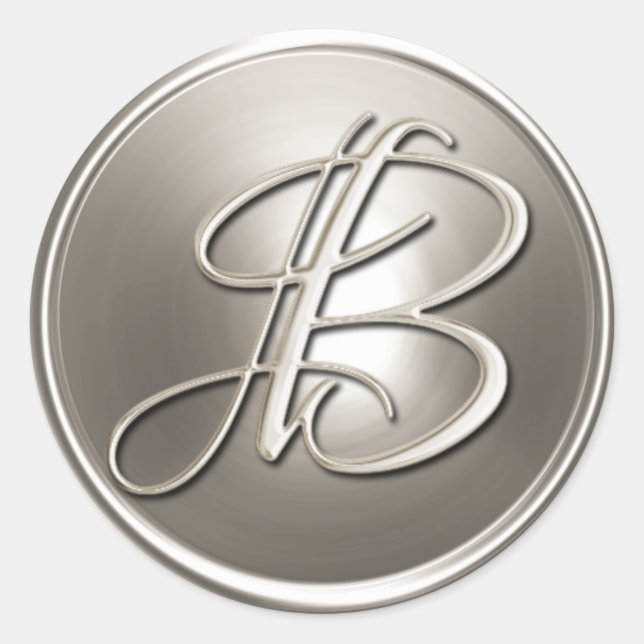 Silver Monogram B Umschlag Aufkleber (Vorderseite)
