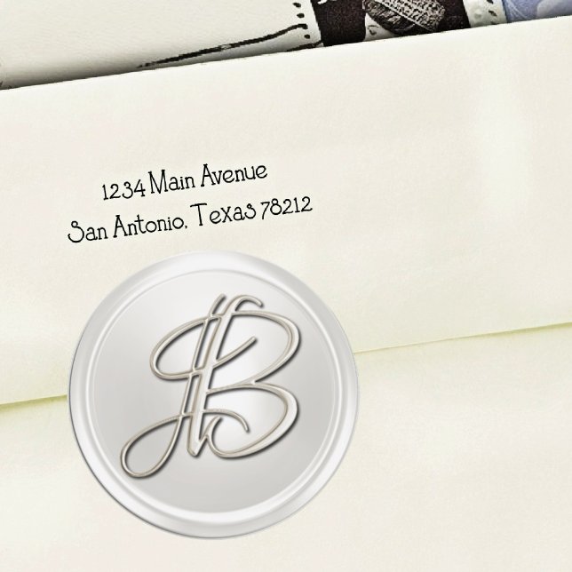 Silver Monogram B Umschlag Aufkleber (Von Creator hochgeladen)