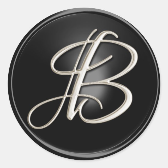 Silver Monogram B Umschlag Aufkleber (Vorderseite)