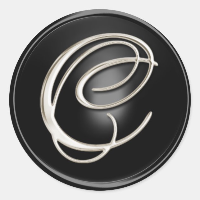 Silver Monogram C Umschlag Aufkleber (Vorderseite)
