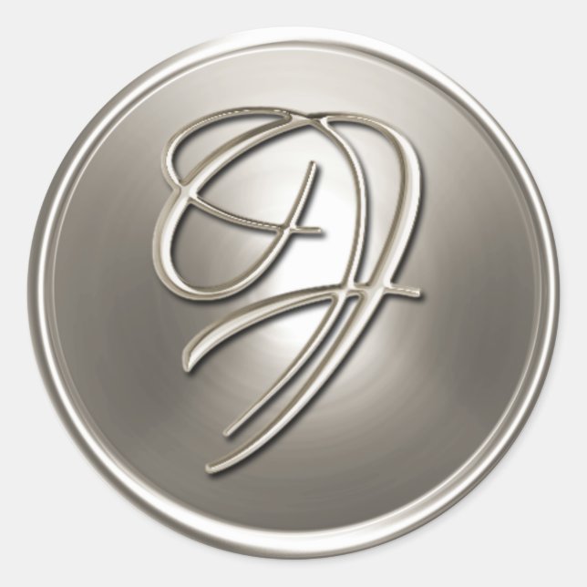 Silver Monogram F Umschlag Aufkleber (Vorderseite)