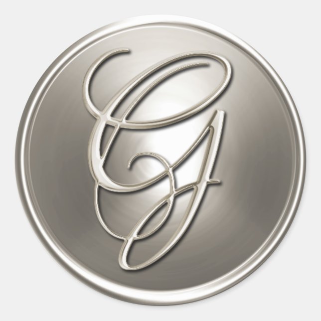 Silver Monogram G Umschlag Aufkleber (Vorderseite)