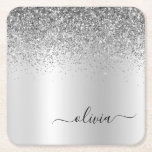 Silver Monogram Glitzer Sparkle Girly Script Rechteckiger Pappuntersetzer<br><div class="desc">Silberne Imitate belichten metallische Sparkle-Glitzer gebürstete Metal Monogram Name Paper Untersetzer. Dies macht den perfekten Abschluss,  Geburtstag,  Hochzeit,  Brautparty,  Jubiläum,  Babydusche oder Junggeselinnen-Abschied Geschenk für jemanden,  die Lieben glamourösen Luxus und schicke Stile.</div>