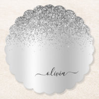 Silver Monogram Glitzer Sparkle Girly Script