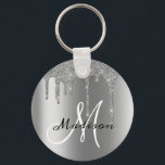 Silver Monogram Glitzer Tropfen Hübsch Schlüsselanhänger<br><div class="desc">Dieses Design kann in dem Bereich personalisiert werden, der durch das Ändern des Fotos und/oder Textes zur Verfügung gestellt wird. Sie können auch angepasst werden, indem Sie auf Vorlage personalisieren klicken und dann auf die Schaltfläche klicken, um weitere Optionen anzupassen, um die Hintergrundfarbe zu löschen oder zu ändern, Text hinzuzufügen,...</div>