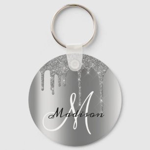 Silver Monogram Glitzer Tropfen Hübsch Schlüsselanhänger
