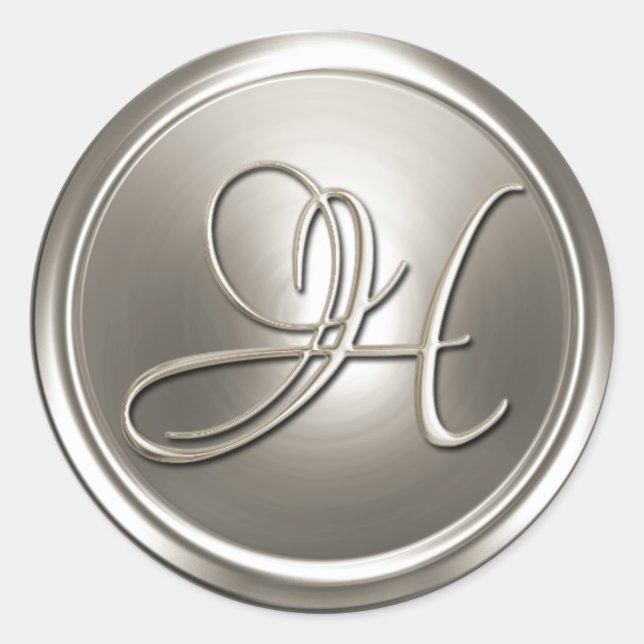 Silver Monogram H Umschlag Aufkleber (Vorderseite)