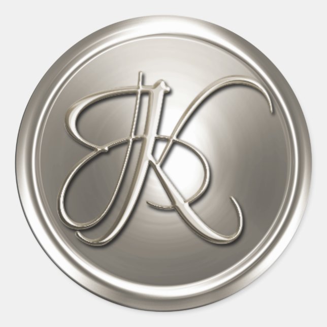 Silver Monogram K Umschlag Aufkleber (Vorderseite)