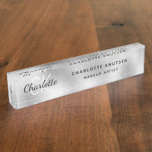 Silver Monogram modern beruflich Namensplakette