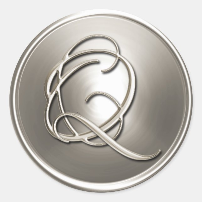 Silver Monogram Q Umschlag Aufkleber (Vorderseite)