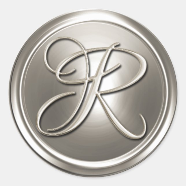 Silver Monogram R Umschlag Aufkleber (Vorderseite)