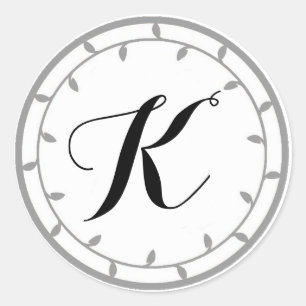 Silver Monogram Sticker-Vorlage Runder Aufkleber