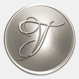 Silver Monogram T Umschlag Aufkleber