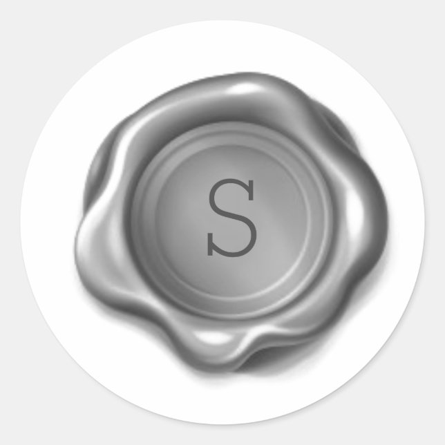 Silver Monogram Wax Melt Siegel Metallic Sticker (Vorderseite)
