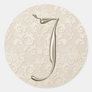 Silver Monogram Wedding Stickers - Buchstabe J