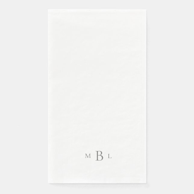 Silver Monogram White Elegant Wedding Serviette (Vorderseite)