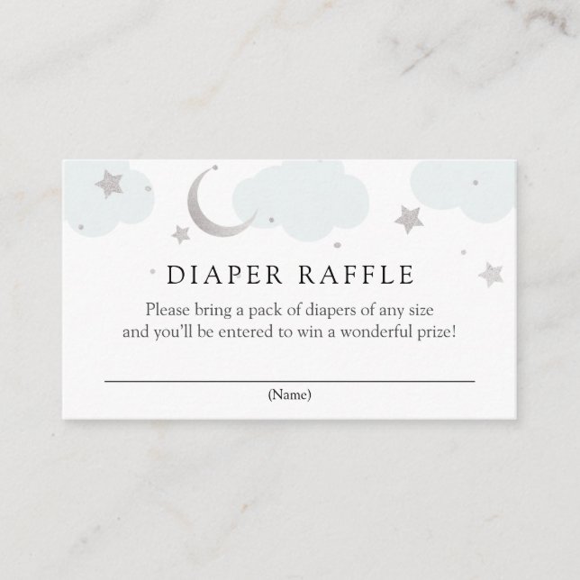 Silver Moon and Stars Diaper Raffelkarte Begleitkarte (Vorderseite)