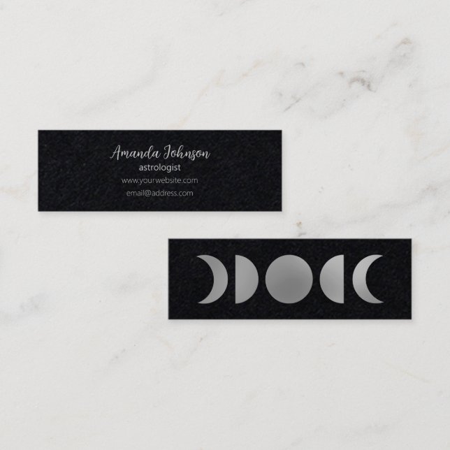 Silver Moon Phases Astrologist Holistic Healer Mini Visitenkarte (Vorne/Hinten)