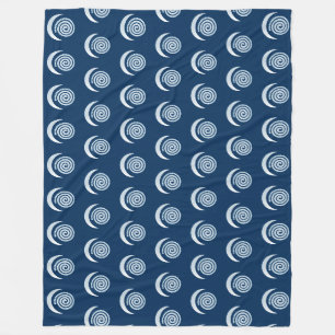 Silver Moon Spiral auf dunkelblau Fleecedecke
