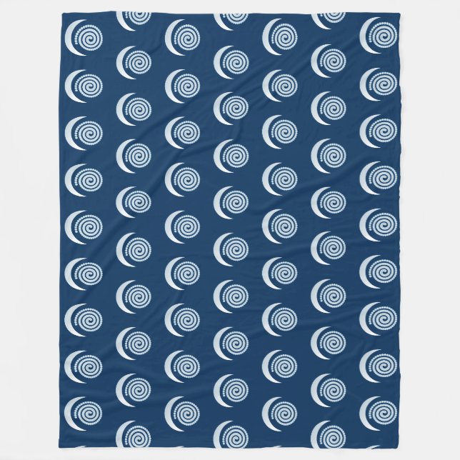 Silver Moon Spiral auf dunkelblau Fleecedecke (Vorderseite)
