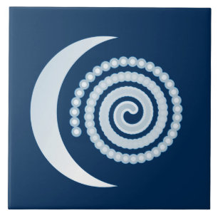 Silver Moon Spiral auf dunkelblau Fliese