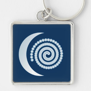 Silver Moon Spiral auf dunkelblau Schlüsselanhänger