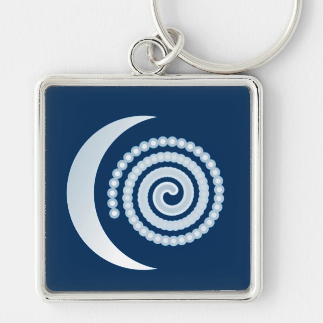 Silver Moon Spiral auf dunkelblau Schlüsselanhänger (Vorne)