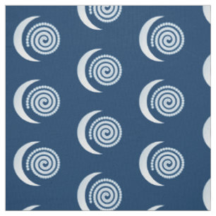 Silver Moon Spiral auf dunkelblau Stoff