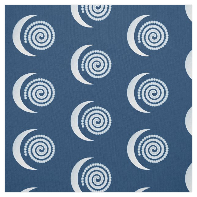 Silver Moon Spiral auf dunkelblau Stoff (Muster)