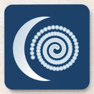 Silver Moon Spiral auf dunkelblau Untersetzer