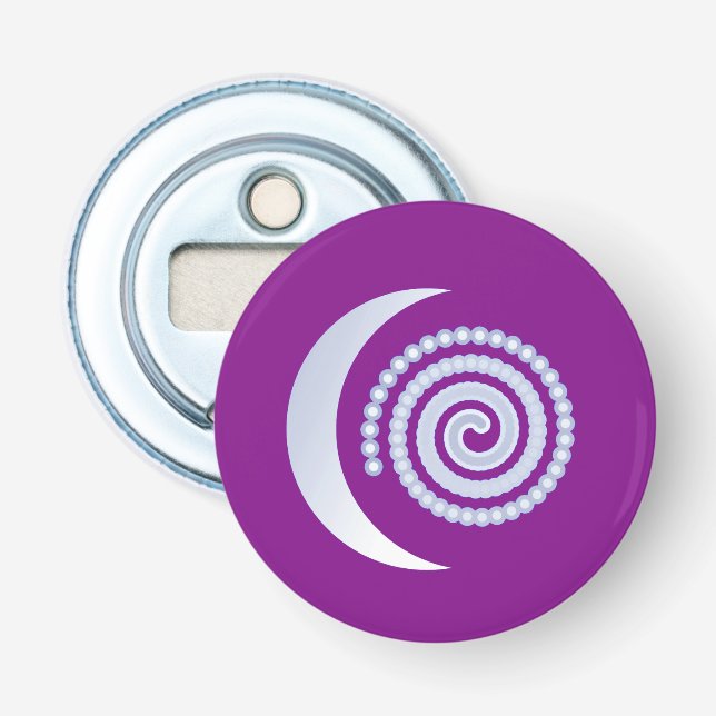 Silver Moon Spiral auf lila Flaschenöffner (Vorderseite)