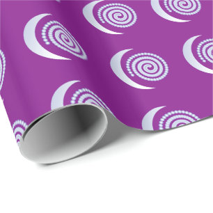 Silver Moon Spiral auf lila Geschenkpapier