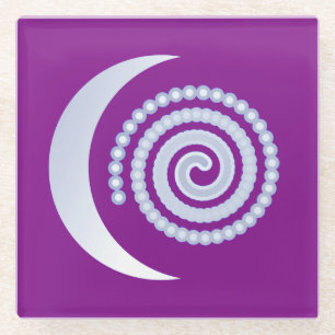 Silver Moon Spiral auf lila Glasuntersetzer