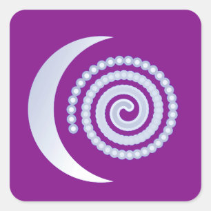 Silver Moon Spiral auf lila Quadratischer Aufkleber
