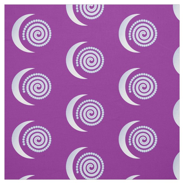Silver Moon Spiral auf lila Stoff (Muster)