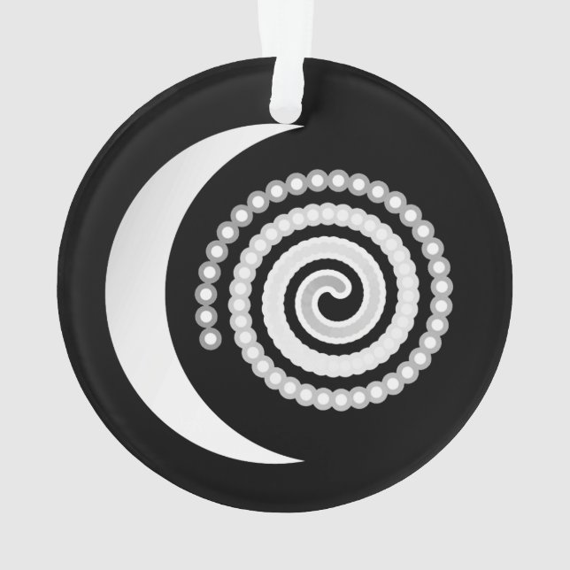 Silver Moon Spiral auf schwarz Ornament (Rückseite)