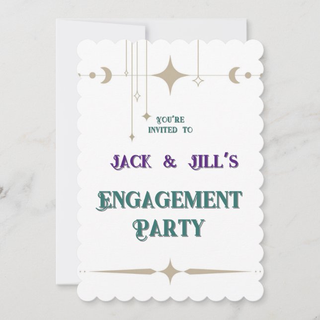 Silver Moon & Stars Einladung (Vorderseite)