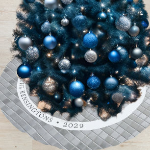 Silver Mosaic Festive Winter Family Deco Polyester Weihnachtsbaumdecke