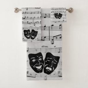 Silver Music and Theatermasken Badhandtuch Set