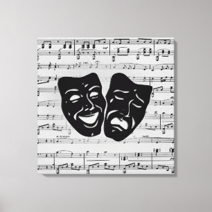 Silver Music and Theatermasken Leinwanddruck