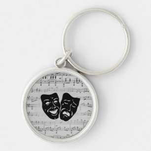 Silver Music and Theatermasken Schlüsselanhänger