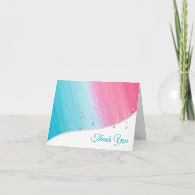 Silver Musiknotens Vielen Dank Dankeskarte (Vorderseite)