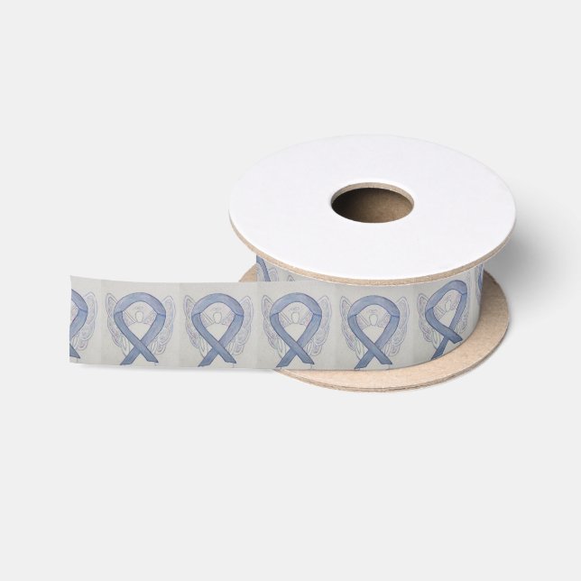 Silver Mystic Awareness Ribbon Angel Custom Ribbon Satinband (Spule)