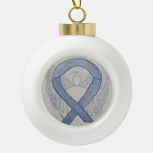 Silver Mystic Awareness Ribbon Guardian Angel Keramik Kugel-Ornament