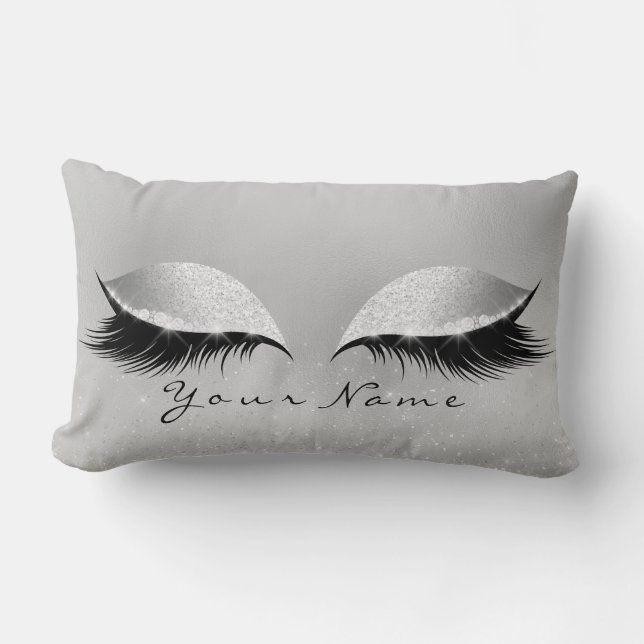 Silver Name Princess Beauty Lashes Glitzer Makeup Lendenkissen (Vorderseite)