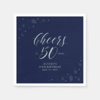 Silver & Navy Blue Cheers 50. Geburtstagsparty