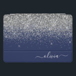 Silver Navy Blue Girl Glitzer Sparkle Monogram iPad Pro Cover<br><div class="desc">Silver und Navy Blue Imitats Foil Metallic Sparkle Glitzer Script Monogram Name Laptop Case. Das macht den perfekten 16 Geburtstag,  Hochzeit,  Brautparty,  Jubiläum,  Babydusche oder Junggeselinnen-Abschied Geschenk für jemanden,  der Lieben glamourösen Luxus und schicke Stile.</div>