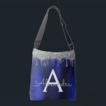 Silver Navy Blue Glitzer Brushed Metal Monogram Tragetaschen Mit Langen Trägern<br><div class="desc">Silber und Navy Blue Imitats Foil Metallic Sparkle Glitzer gebürstete Metal Monogram Name und Initial Bag. Das macht den perfekten 16 Geburtstag,  Hochzeit,  Brautparty,  Jubiläum,  Babydusche oder Junggeselinnen-Abschied Geschenk für jemanden,  der Lieben glamourösen Luxus und schicke Stile.</div>