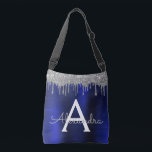 Silver Navy Blue Glitzer Brushed Metal Monogram Tragetaschen Mit Langen Trägern<br><div class="desc">Silber und Navy Blue Imitats Foil Metallic Sparkle Glitzer gebürstete Metal Monogram Name und Initial Bag. Das macht den perfekten 16 Geburtstag,  Hochzeit,  Brautparty,  Jubiläum,  Babydusche oder Junggeselinnen-Abschied Geschenk für jemanden,  der Lieben glamourösen Luxus und schicke Stile.</div>
